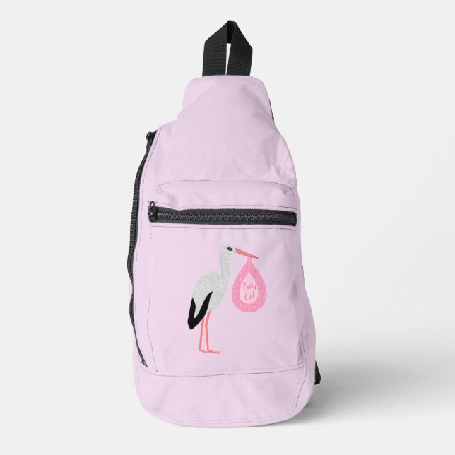 Bandolera Bonito Bebé Rosa Stork (Anverso)