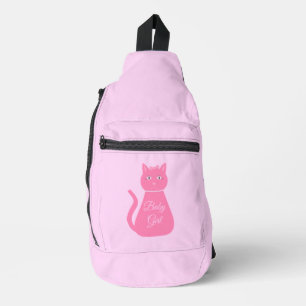 Bandolera Bonito Niña Rosa Personalizado Gato