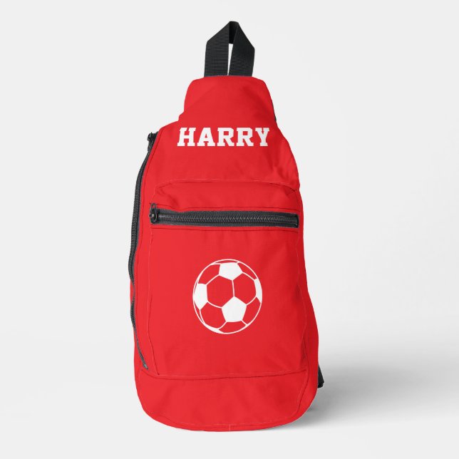 Bandolera Bota de fútbol personalizada roja (Anverso)
