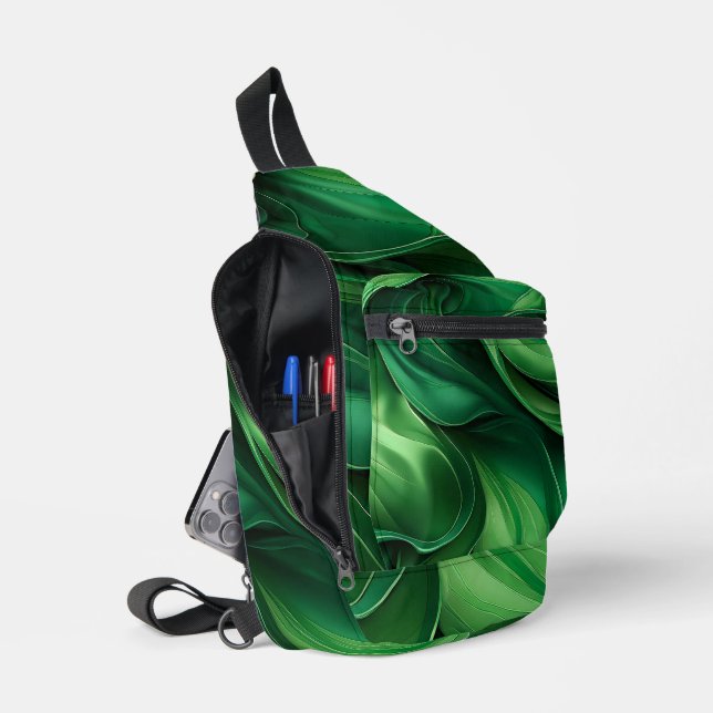 BANDOLERA BRIGHT GREEN ABSTRACT SWIRLS (Abierto)