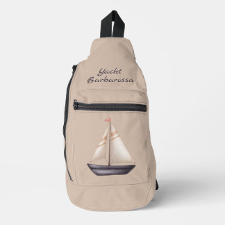 Bandolera Brown Sailing Boat and Name on Beige