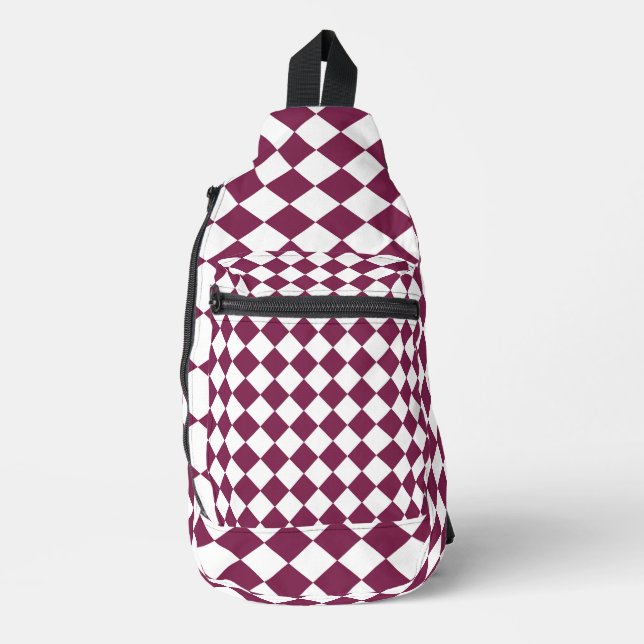 Bandolera Burgundy White Checker Diamond Pattern (Anverso)