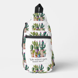 Bandolera Cactus cactus cutáneo de acuarela en macetas