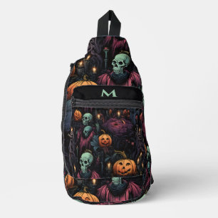 Bandolera Calabazas de calavera Gótica negra