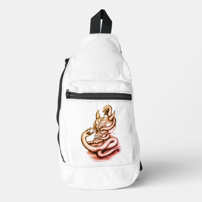 Bandolera Calavera - Cabeza malvada con serpiente (Anverso)