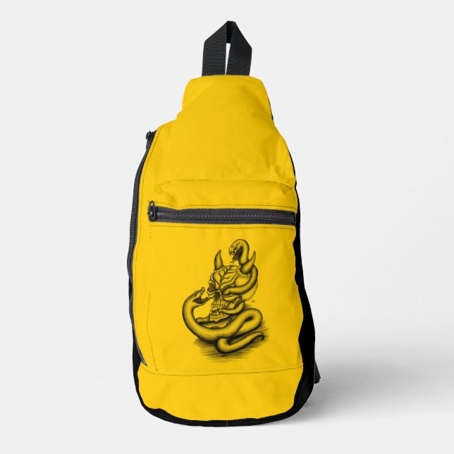 Bandolera Calavera - Cabeza malvada con serpiente (Anverso)