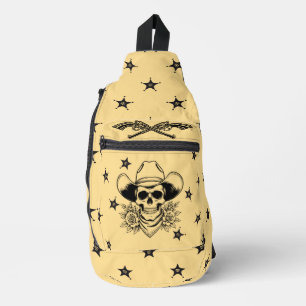 Bandolera Calavera de vaquero moderna con armas de fuego neg