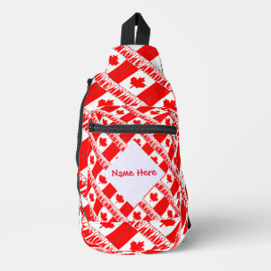 Bandolera Canadá y Bandera Canadiense Baldosa Roja Personali