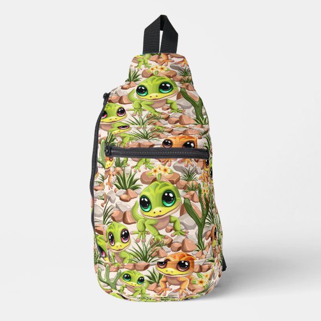 Bandolera Caracteres de dibujos animados de Baby Geckos Cute (Anverso)