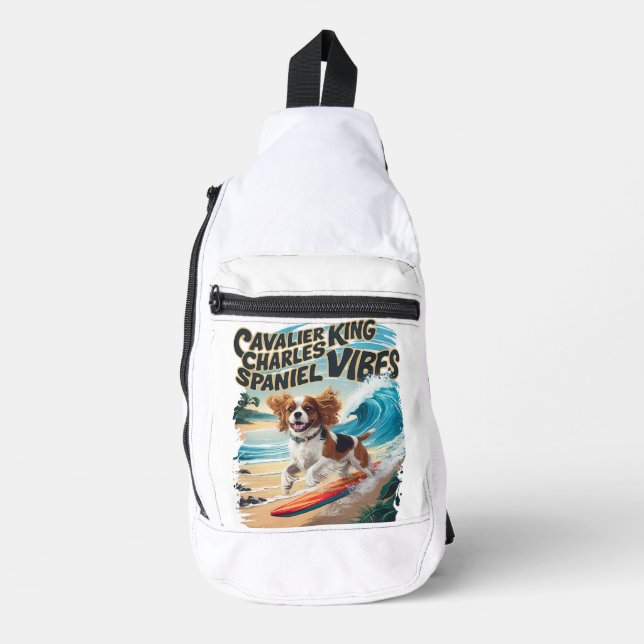 Bandolera Cavalier King Charles Spaniel Surfing (Anverso)