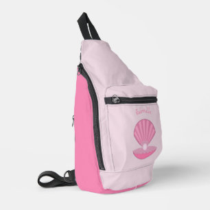 Bandolera Caza de ostión de la bebé rosa y nombre personaliz