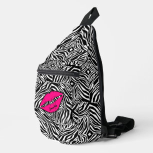 Bandolera Cebra simple con labios rosados personalizados