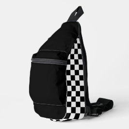 Bandolera Checkerboard simple en blanco y negro