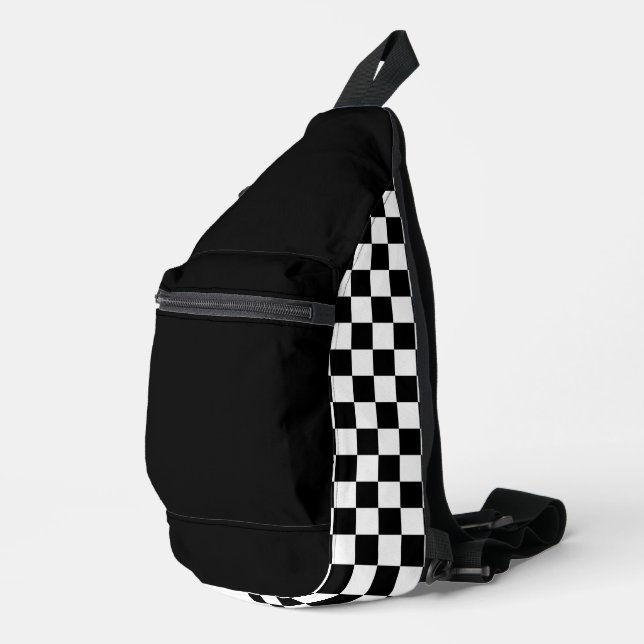 Bandolera Checkerboard simple en blanco y negro (Esquina derecha)
