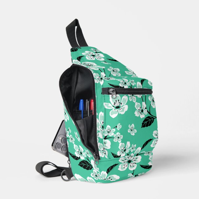 BANDOLERA CHERRY BLOSSOM - SAKURA PATTERN IN MINT (Abierto)