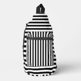 Bandolera Chic Black White Striped Stylish Sling Bag