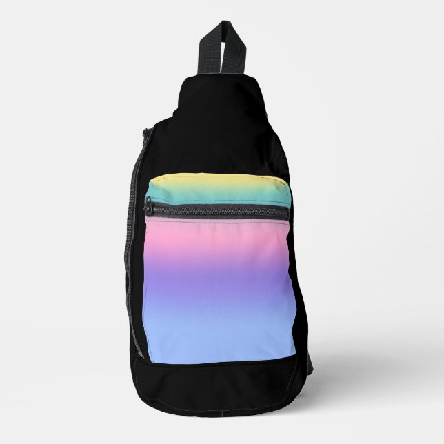 Bandolera Cielo de Arcoíris Pastel Estético Gradiente Ombre  (Anverso)
