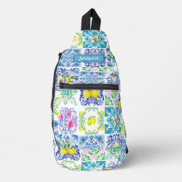 Bandolera Cítricos sicilianos de verano azulejo mediterráneo