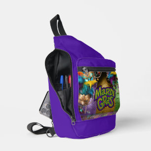 Bandolera Clásico gráfico vibrante de Mardi Gras de Slippery