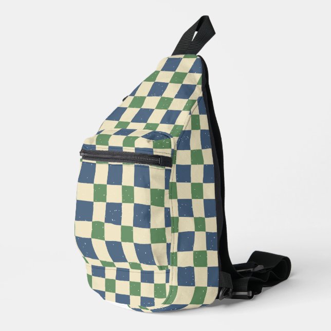 Bandolera Clásico retro gingham Cute azul marino Sage verde (Esquina derecha)