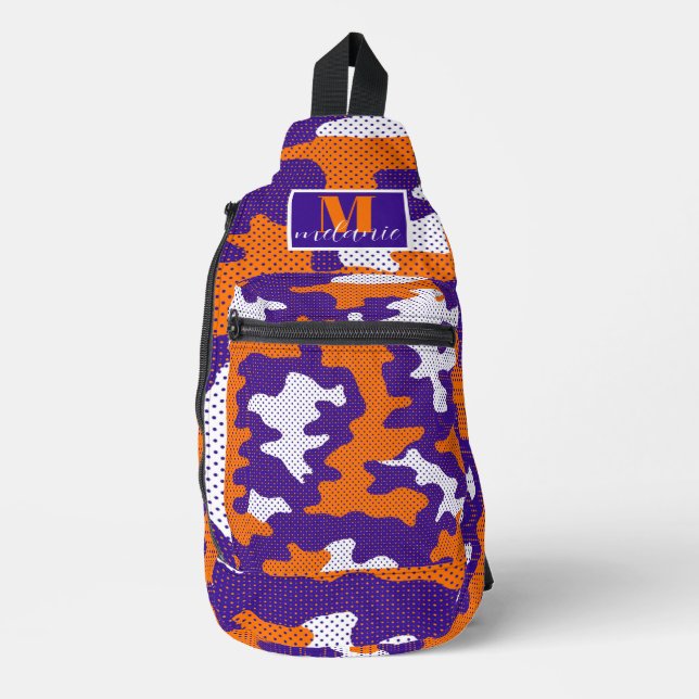 Bandolera Clemson-Inspired Orange & Purple Tiger Camo (Anverso)
