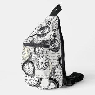 Bandolera Collage de reloj de bolsillo victoriano Alicia en 