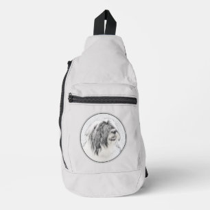 Bandolera Collie Beardie Black Drawing Cute Dog Art