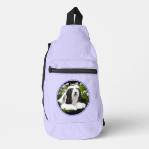 Bandolera Collie Beardie Black Painting Cute Dog Art