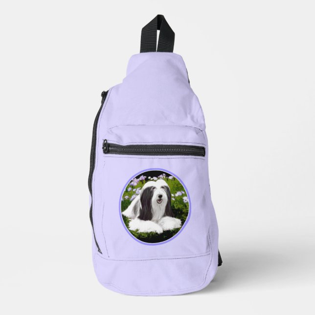 Bandolera Collie Beardie Black Painting Cute Dog Art (Anverso)