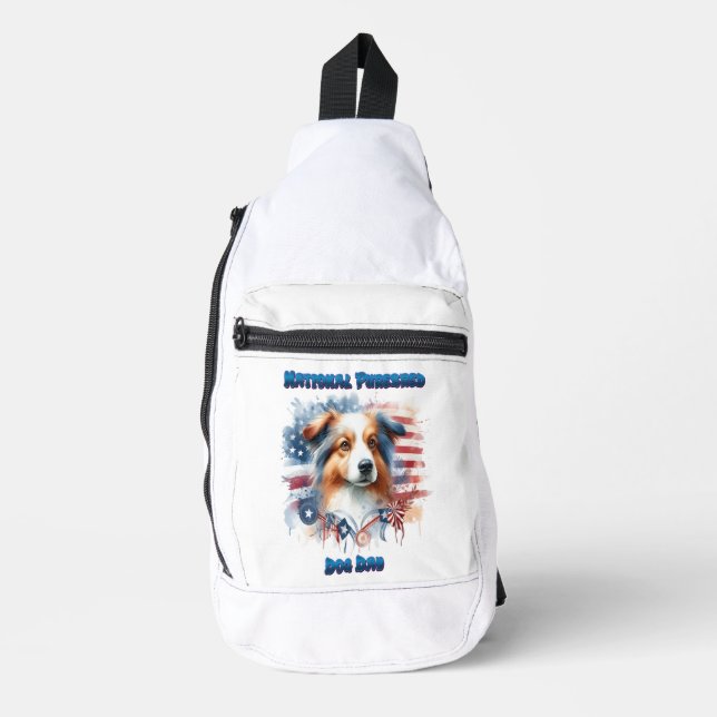 Bandolera Collie Dog con bandera estadounidense (Anverso)