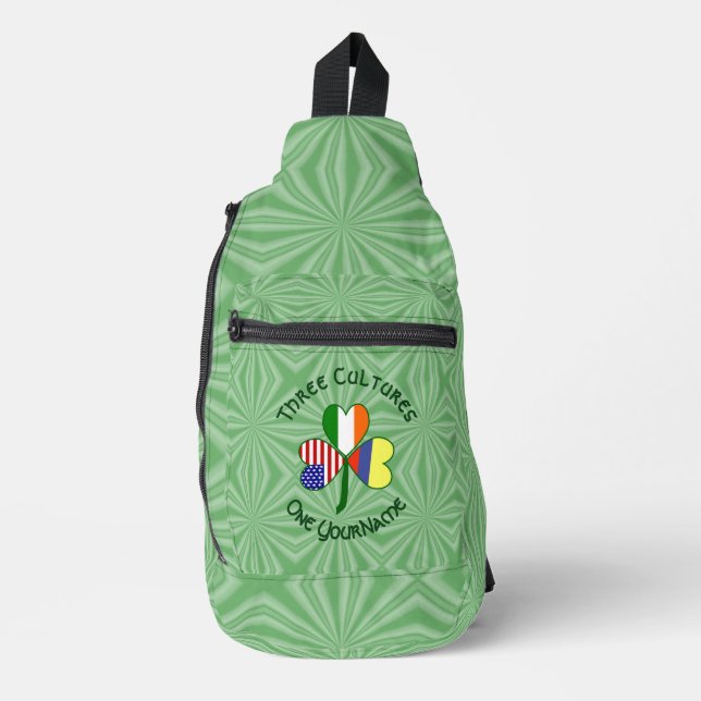 Bandolera Colombiano irlandés USA banderas Shamrock personal (Anverso)