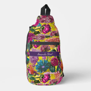 Bandolera Color amarillo vintage Floral monogramado