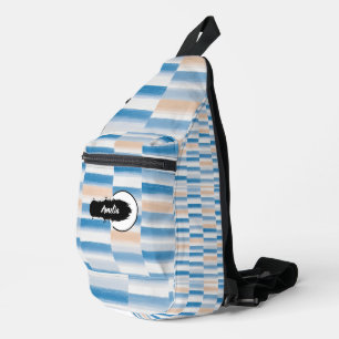 Bandolera Color de agua azul personalizado a rayas