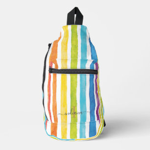 Bandolera Colores de agua Arcoiris Monogramas Personalizados