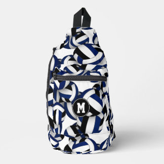 Bandolera colores de equipo negro azul voleibol monogramados