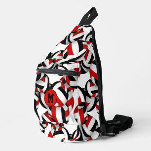 Bandolera colores de equipo negro rojo voleibol monogramados