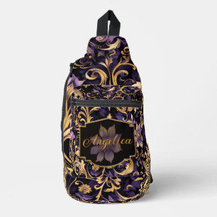 Bandolera Colorido,Extravagante,Personalizado de Morado y Do