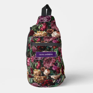 Bandolera Colorido vintage Floral monogramado Impreso