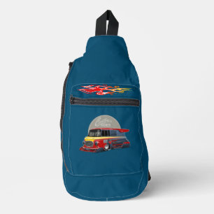 Bandolera Concepto de furgoneta de carrera retro personaliza