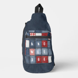 Bandolera Conocimiento de parchwork de Denim Azul
