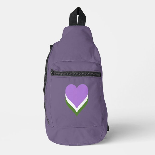 Bandolera Corazones de orgullo genderqueer (Anverso)