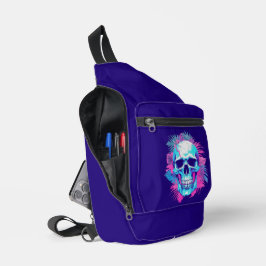 Bandolera Cráneo Floral al Estilo Vaporwave