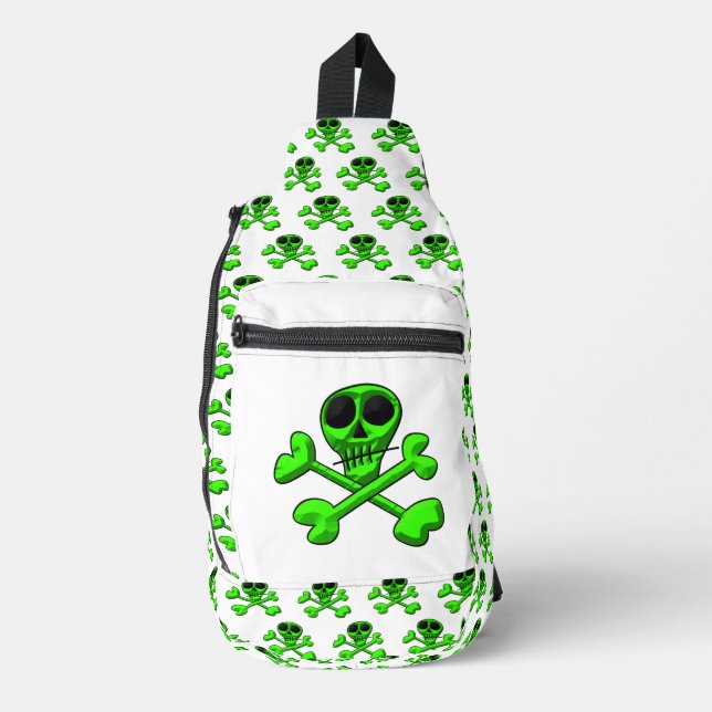 Bandolera cráneo verde neón (Anverso)