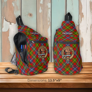 Bandolera Crest de Clan Forrester sobre tartán