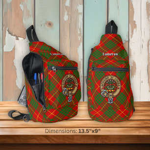 Bandolera Crest del Clan Cameron sobre tartán