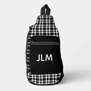 Bandolera Cuadro Negro Blanco Patrón Personalizable