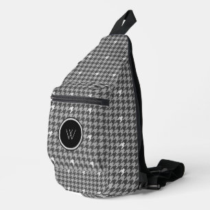 Bandolera Cuadros grises con acento plateado