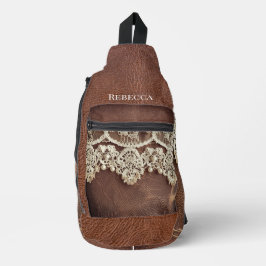 Bandolera Cuero occidental rústico y encaje antiguo