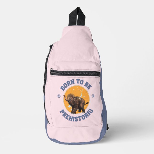 Bandolera Cumpleaños prehistórico de mamut bebé divertido (Anverso)