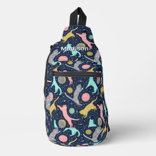Bandolera Cute Celestial Mystical Space Gatos Personalizados